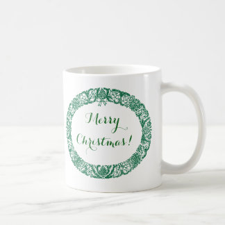 Forest Green Christmas Wreath to Customize Coffee Mug