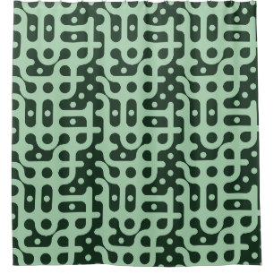 Forest Green Chunky Retro Geometric Bubbles Shower Curtain