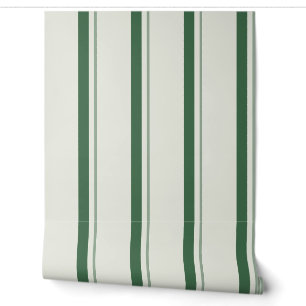 Forest Green Classic French Ticking Stripe Wallpaper