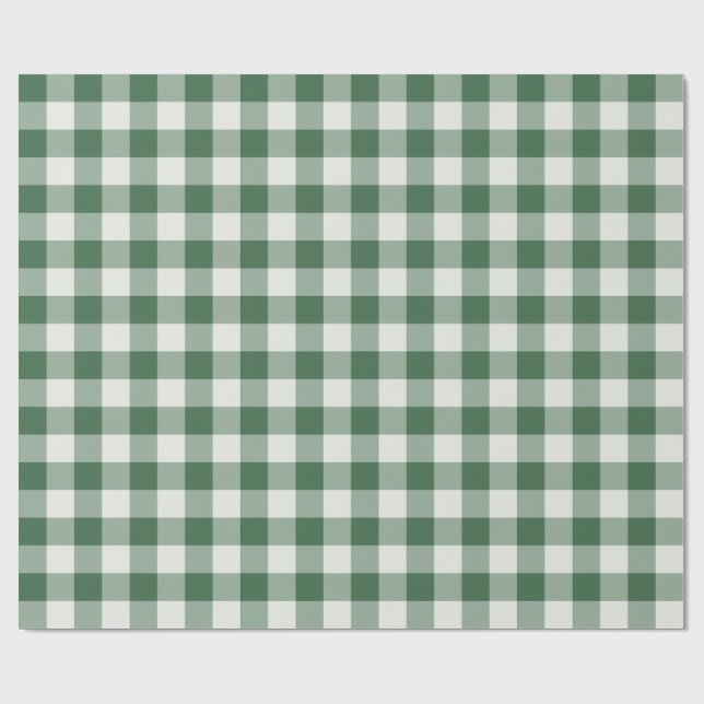 Forest Green Classic Gingham Plaid Wrapping Paper (Flat)
