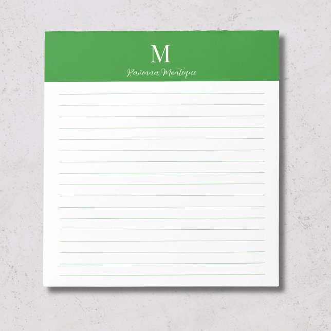 Forest Green Classic Personalized Monogram Lined Notepad (Creator Uploaded)