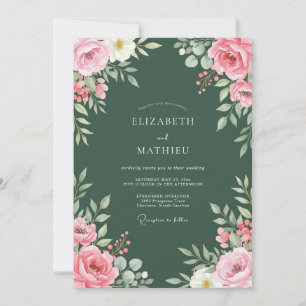 Forest Green Classical Botanical Wedding Invitation