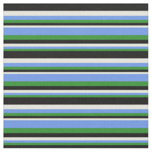 Forest Green, Cornflower Blue, Beige & Black Fabric