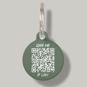 Forest Green Custom QR Code   Scan  Pet Tag