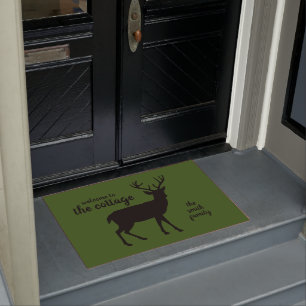 Forest Green Deer Welcome Doormat