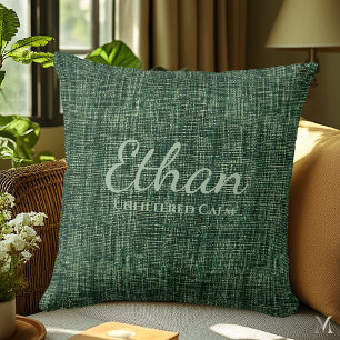 Forest Green Denim Texture Custom Rustic Home Cushion