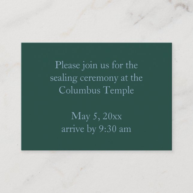 Forest Green Diamonds Temple Sealing Invitation (Front)