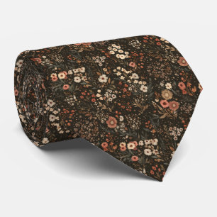 Forest Green Ditsy Wildflower Personalised Wedding Tie