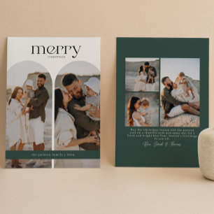 Forest Green Double Arch Photo Holiday Card