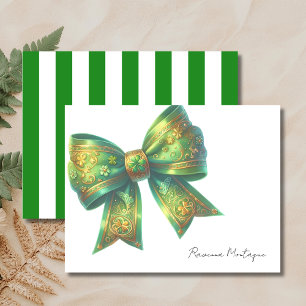 Forest Green Elegant Big Bow Thank You Note Card