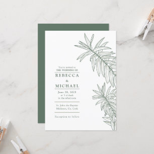 Forest Green Elegant Minimalist Botanical  Invitation