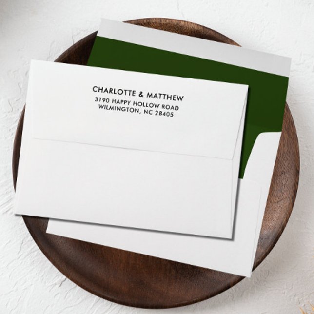 Forest GREEN Elegant return address family name Envelope (Creator Uploaded)