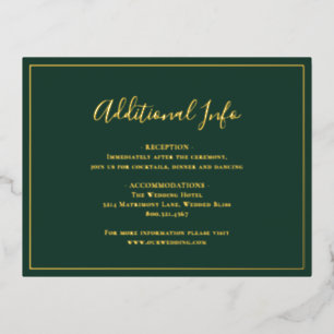 Forest Green Elegant Wedding Foil Enclosure Card