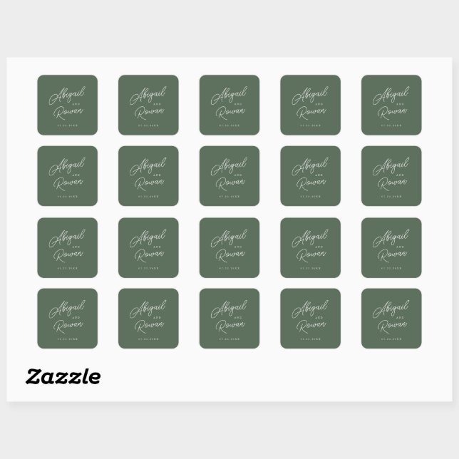 Forest Green Elegant Wedding Sticker (Sheet)