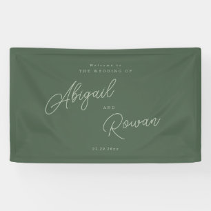 Forest Green Elegant Wedding Welcome Banner