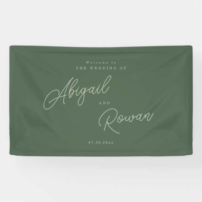 Forest Green Elegant Wedding Welcome Banner (Horizontal)