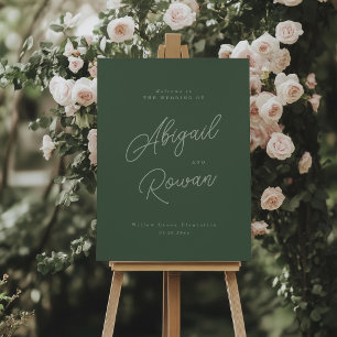 Forest Green Elegant Wedding Welcome Sign