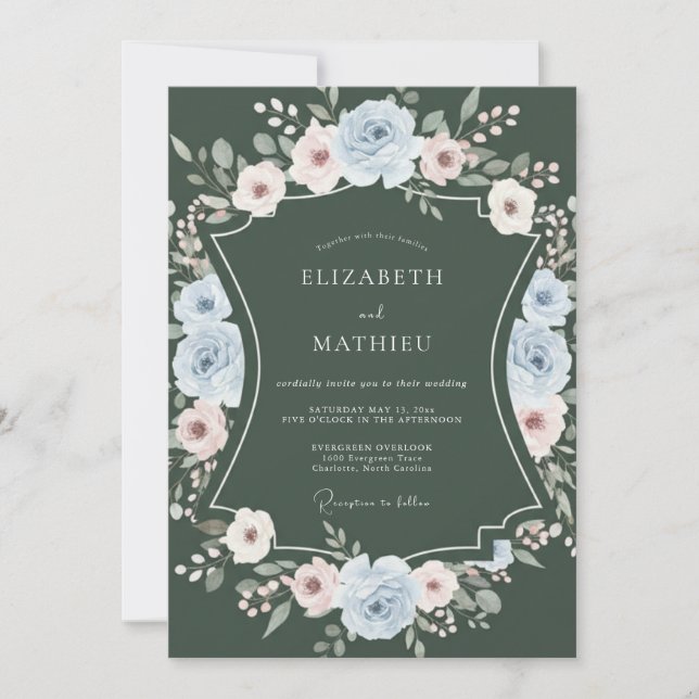Forest Green Enchanting Winter Wedding Invitation (Front)