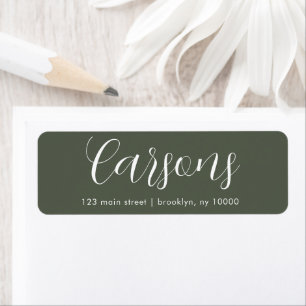 Forest Green Family Name Return Address Label