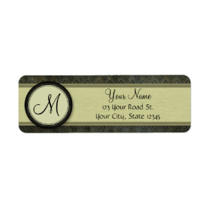 Forest Green Feather Pattern with Monogram