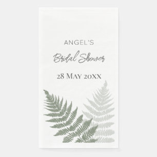 Forest Green Ferns Bridal Shower Napkin