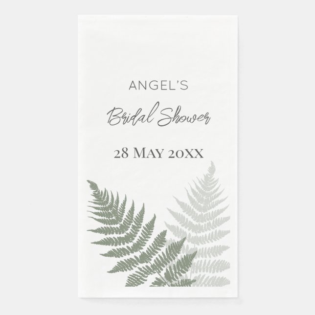 Forest Green Ferns Bridal Shower  Napkin (Front)