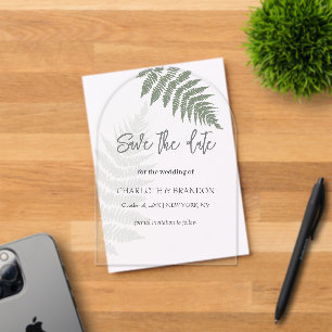 Forest Green Ferns Outdoor Wedding  Acrylic Invitations