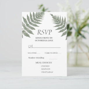 Forest Green Ferns Outdoors Wedding  RSVP Card