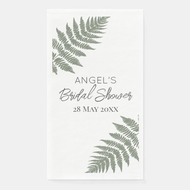Forest Green Ferns Wedding Napkin (Front)