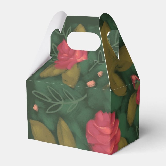 Forest Green Floral Favour Box (Front Side)