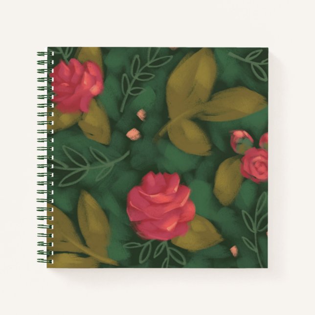 Forest Green Floral Notebook (Front)