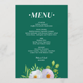 Forest Green Floral Printable Wedding menu 