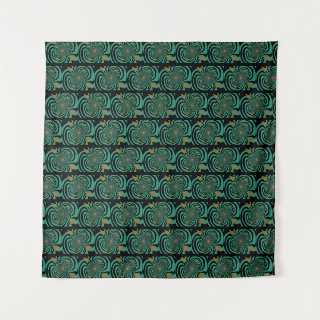 Forest Green Fractal Art Design Tapestry (Front)
