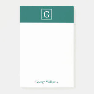 Forest Green Framed Monogrammed Post-it Notes