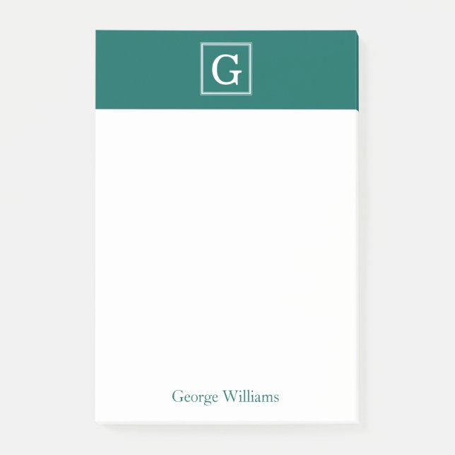 Forest Green Framed Monogrammed Post-it Notes (Front)