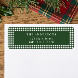 Forest Green Gingham Return Address