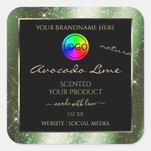 Forest Green Glitter Frame Product Label with Logo