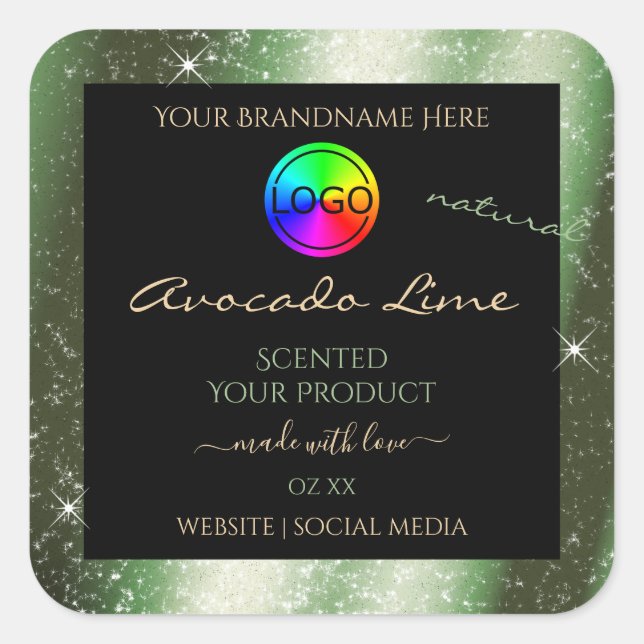 Forest Green Glitter Frame Product Label with Logo (Front)