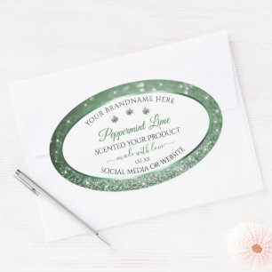 Forest Green Glitter White Product Labels Diamonds