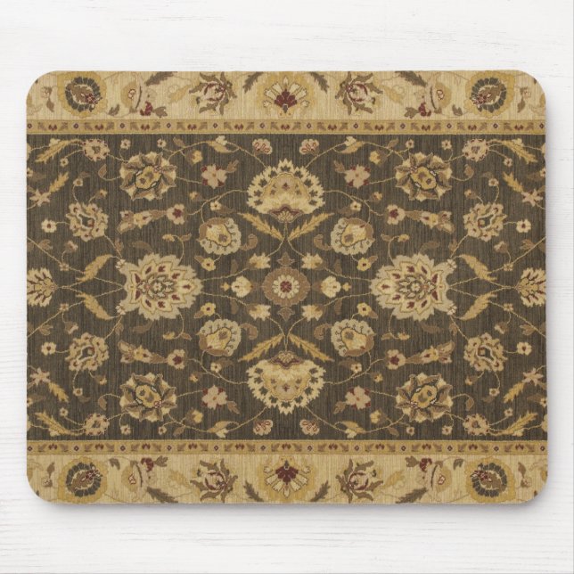 Forest green gold floral tapestry mouse mat (Front)