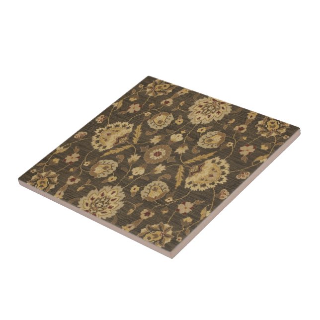 Forest green gold floral tapestry tile (Side)