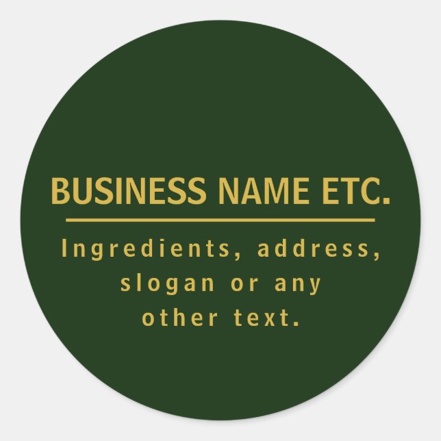 Forest Green & Gold Multi-Purpose Classic Round Sticker (Front)