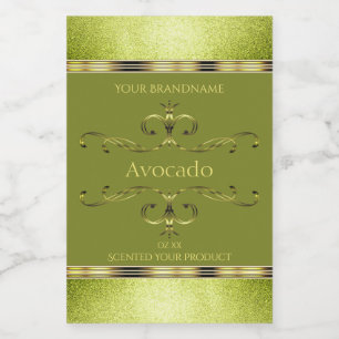 Forest Green Gold Product Labels Glitter Borders