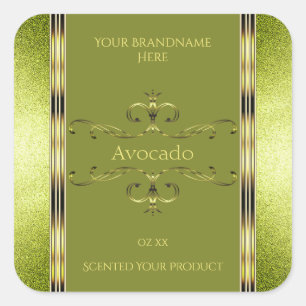 Forest Green Gold Product Labels Glitter Borders