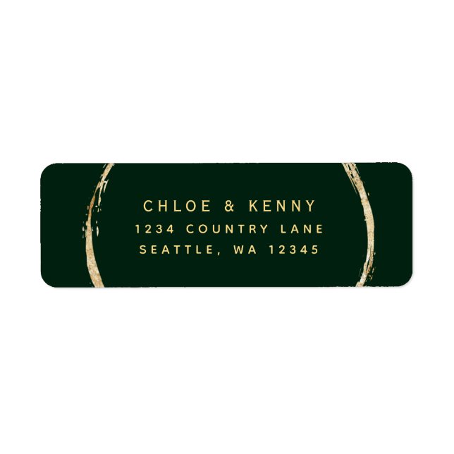 Forest Green Gold Rustic Circle Return Address (Front)