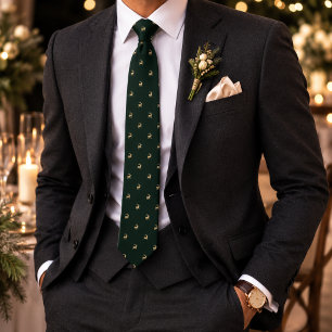 Forest Green & Gold Tiny Reindeer Tie