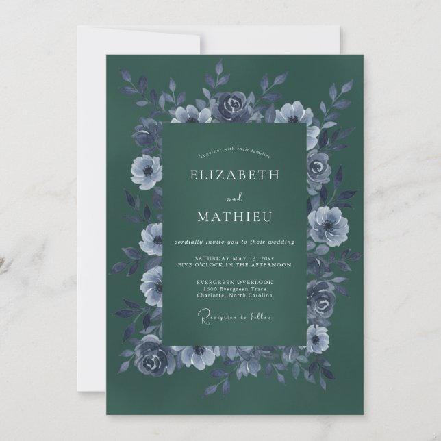 Forest Green Graceful Winter Wedding Invitation (Front)