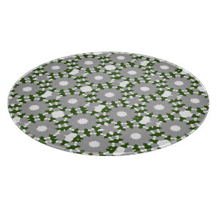 Forest Green Grey White Connected Circles Pattern Cutting Board