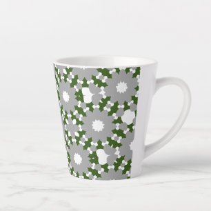 Forest Green Grey White Connected Circles Pattern Latte Mug