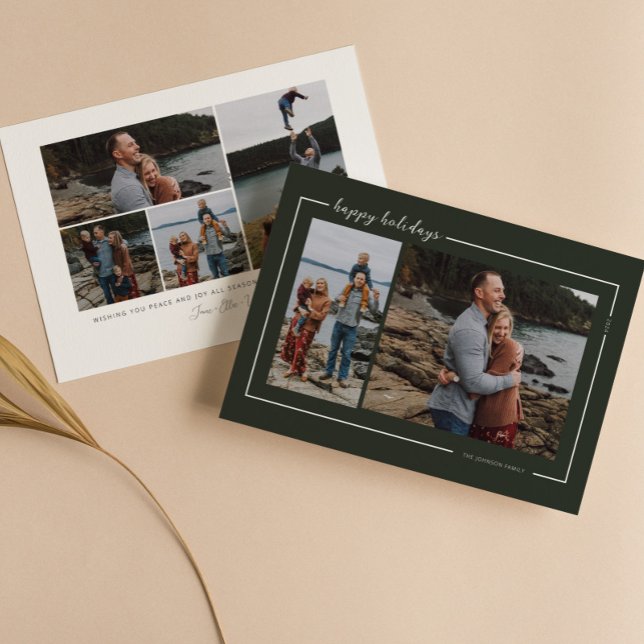 Forest Green Happy Holidays Script Holiday Card (Creator Uploaded)